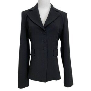 PINKO BLACK NOTCHED LAPEL SINGLE BREASTED ASYMMETRICAL BLAZER - 6